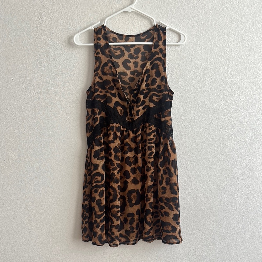 Express Leopard Print Sleeveless Dress